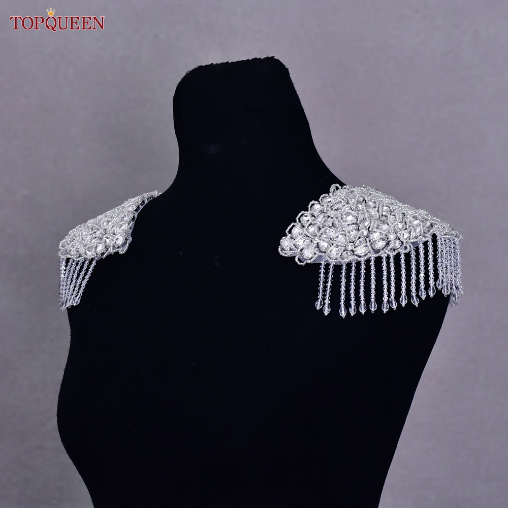 Sew On Rhinestone - TOPQUEEN Elegant Handmade Shoulder Tassel Rhinestone