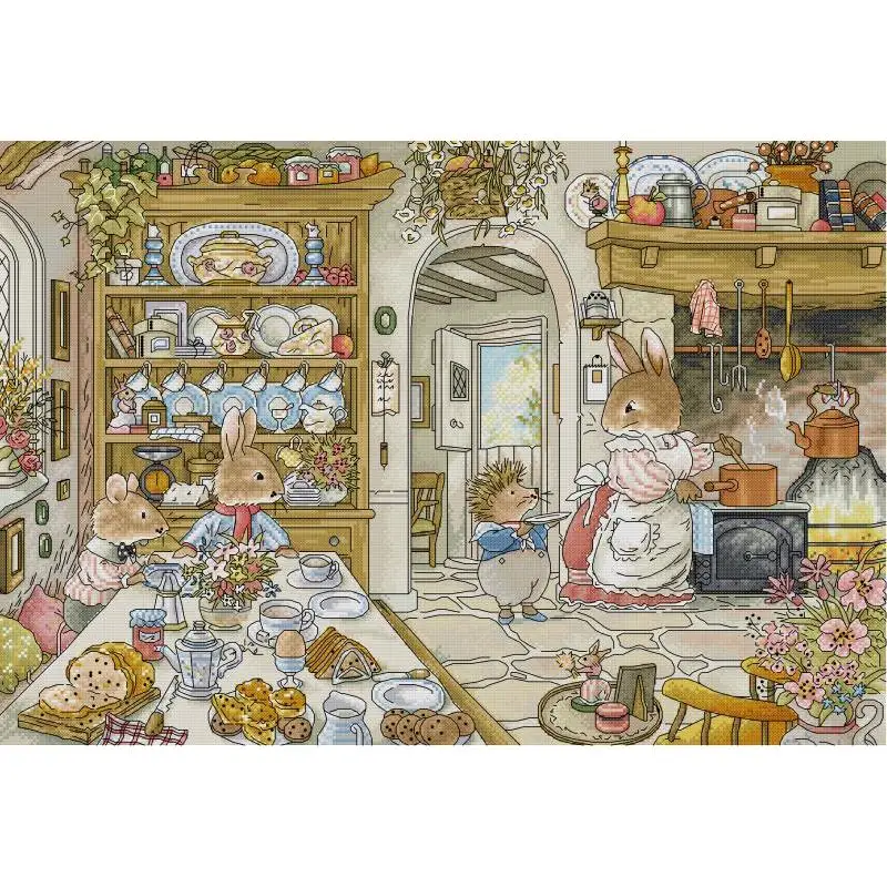 Embroidery Craft - Rabbit's Kitchen Cartoon Animal Pattern Cross