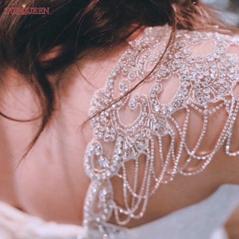 Sew On Rhinestone - TOPQUEEN SP63 Bridal Tassels Rhinestones Jewelry