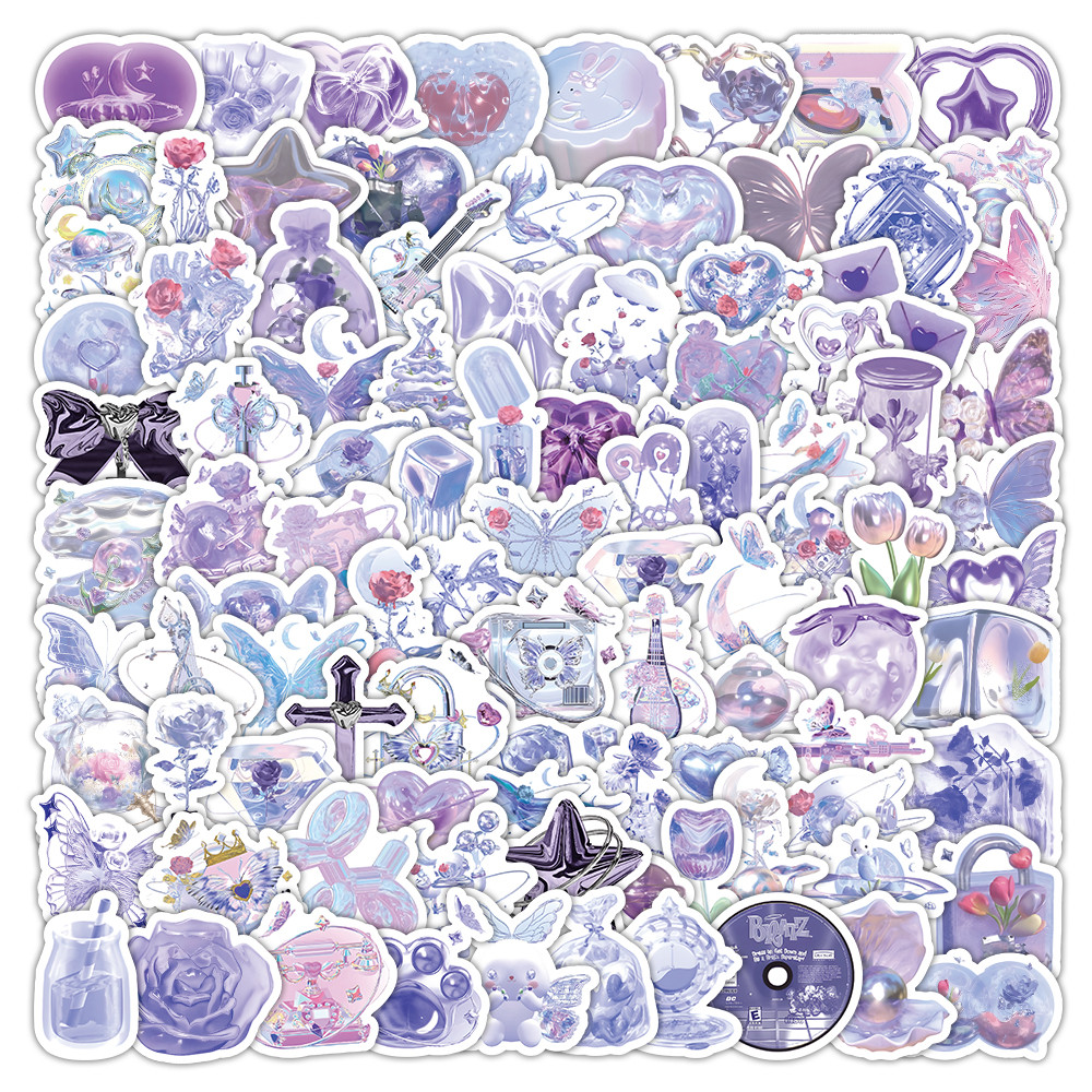 Craft Embellishment World - 103 Pcs Glittery Shimmery Purple Stickers