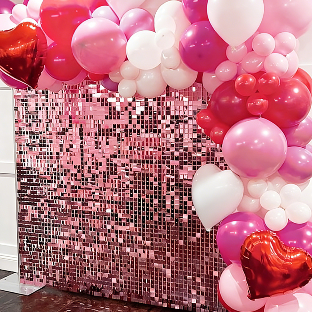 Sequin Fabric Panel - Pink Shimmer Wall Backdrop Panel 12/18/24Pcs