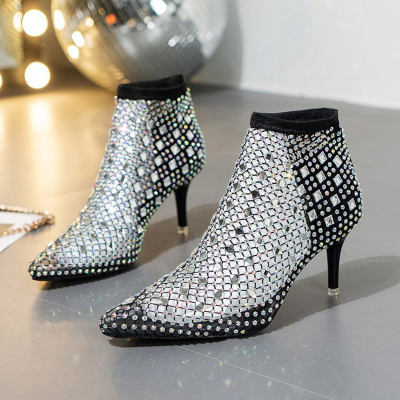 Crystal Mesh Fabric - 2025 Summer Mesh Sandals Boots Women