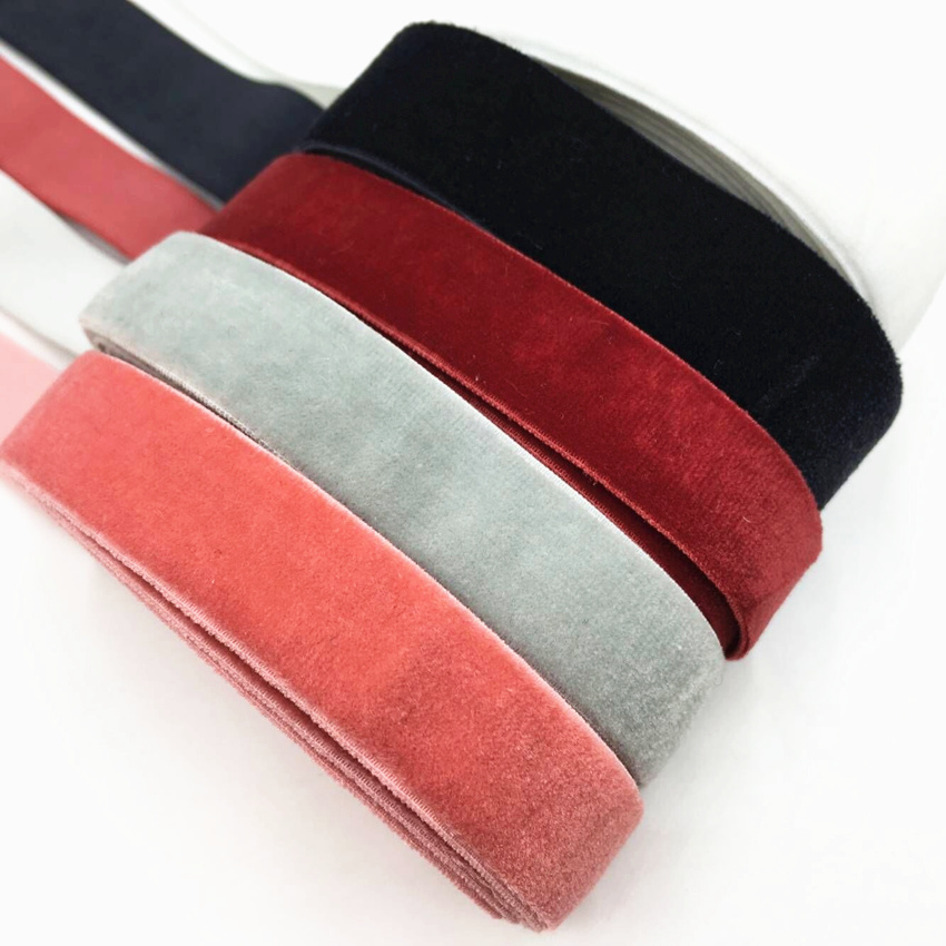 15mm 5Yards Velvet Elastic Ban - Velvet Ribbon Roll avaliação e preço