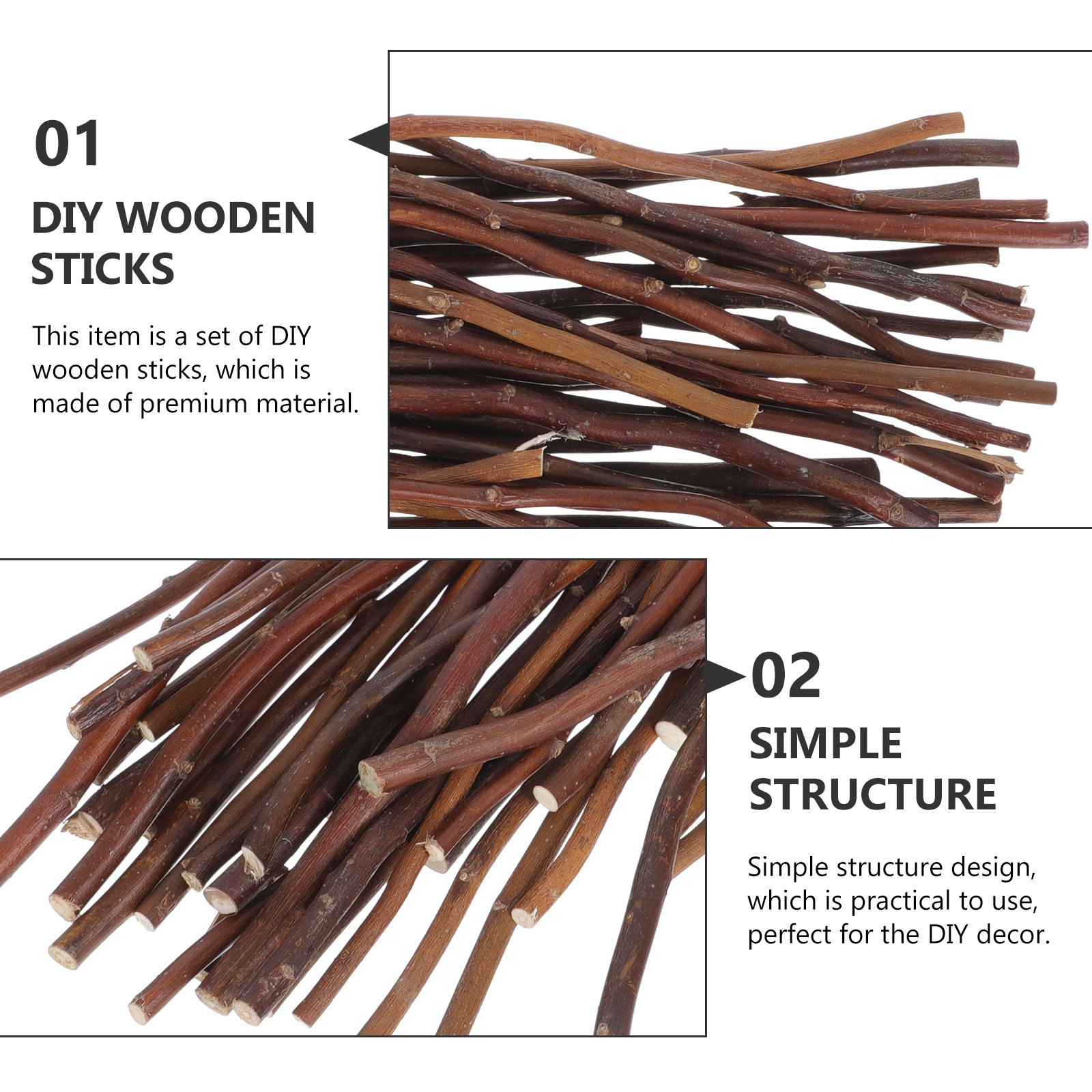 40Pcs DIY Wooden Sticks Natura - Craft Embellishments avaliação e preço