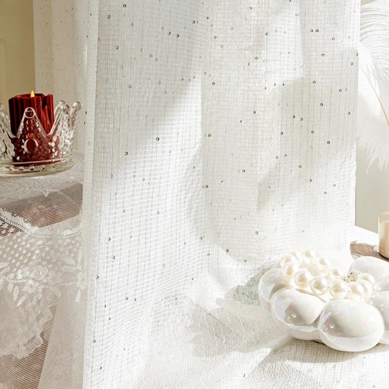 French Sheer Curtains for Livi - Sequin Fabric Panel avaliação e preço