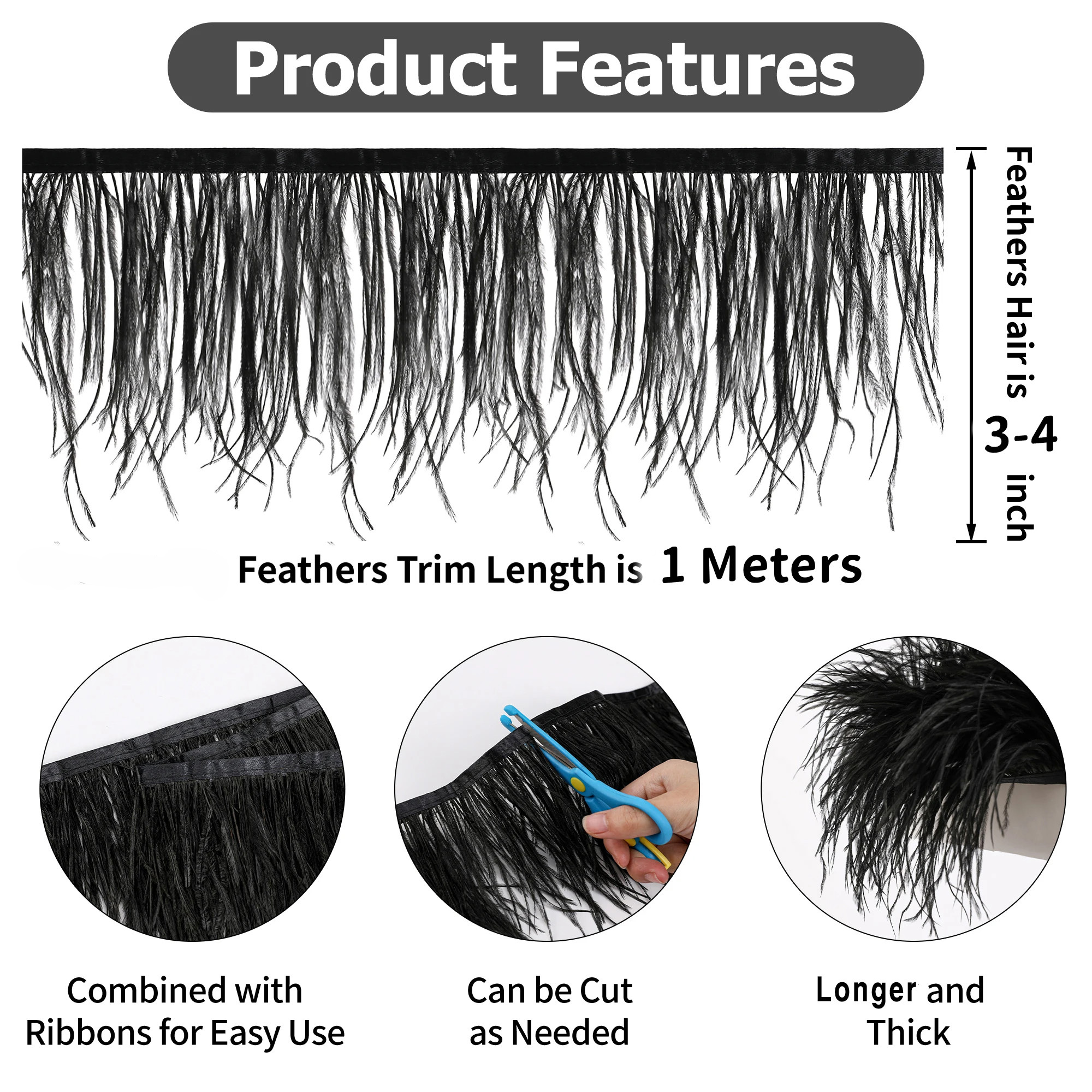100CM Natural ostrich Feather  - Feather Trim Marabou avaliação e preço