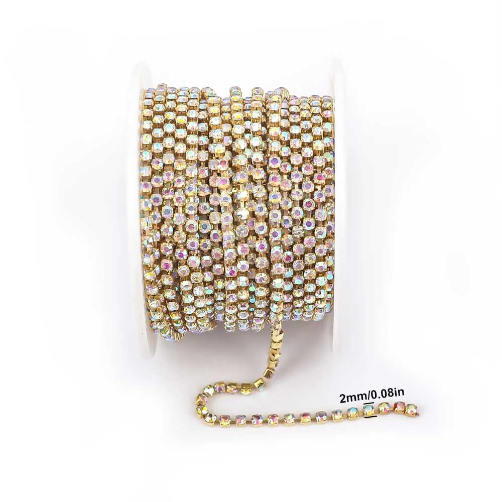 9m New 2mm Crystal AB Rhinesto - Sew On Rhinestone avaliação e preço