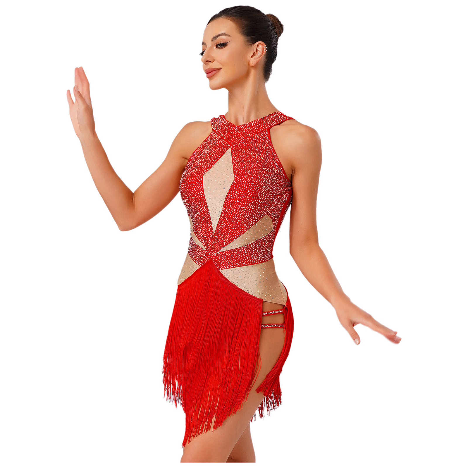 Womens Latin Tango Dance Leota - Rhinestone Banding Trim avaliação e preço
