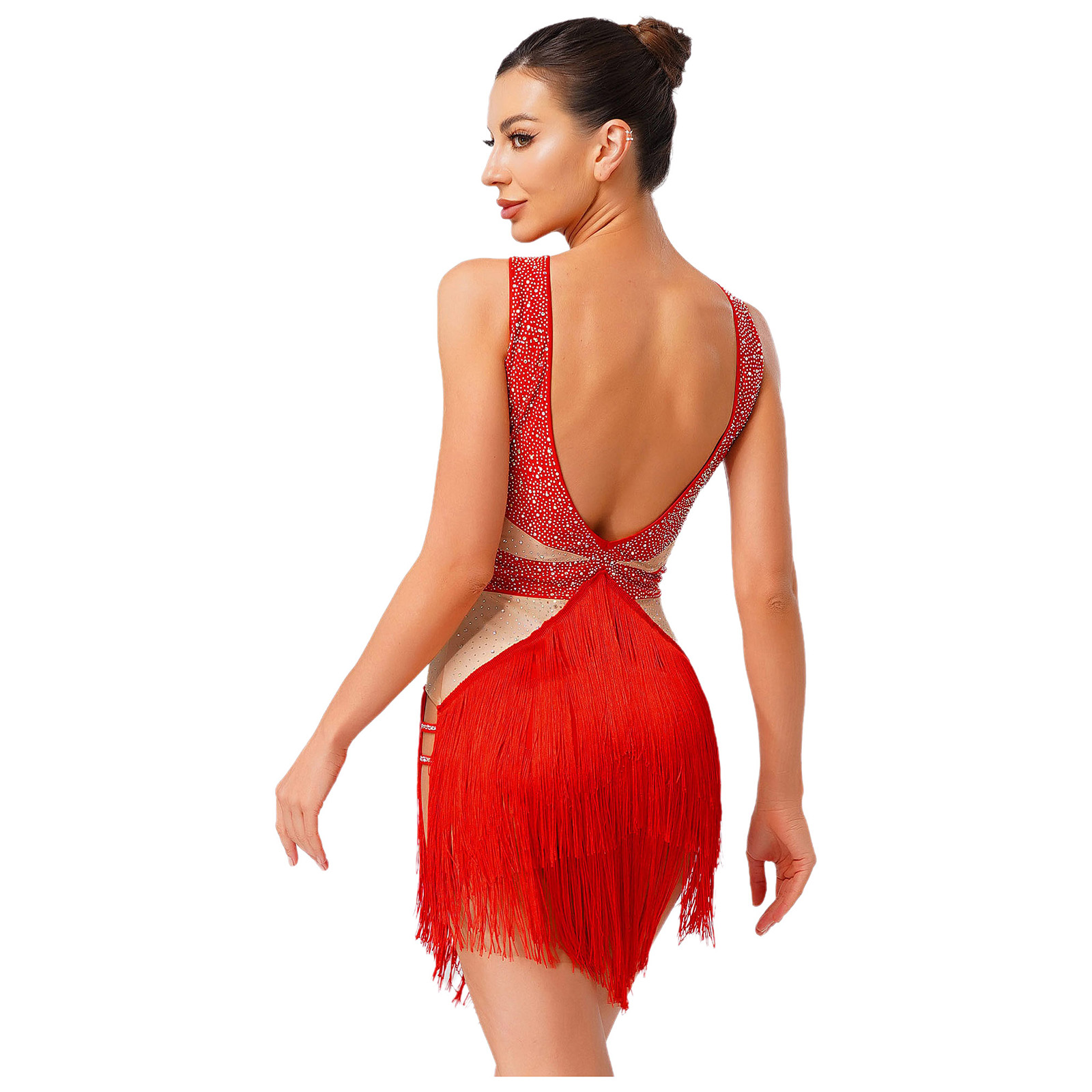 Womens Latin Tango Dance Leota - Rhinestone Banding Trim avaliação e preço