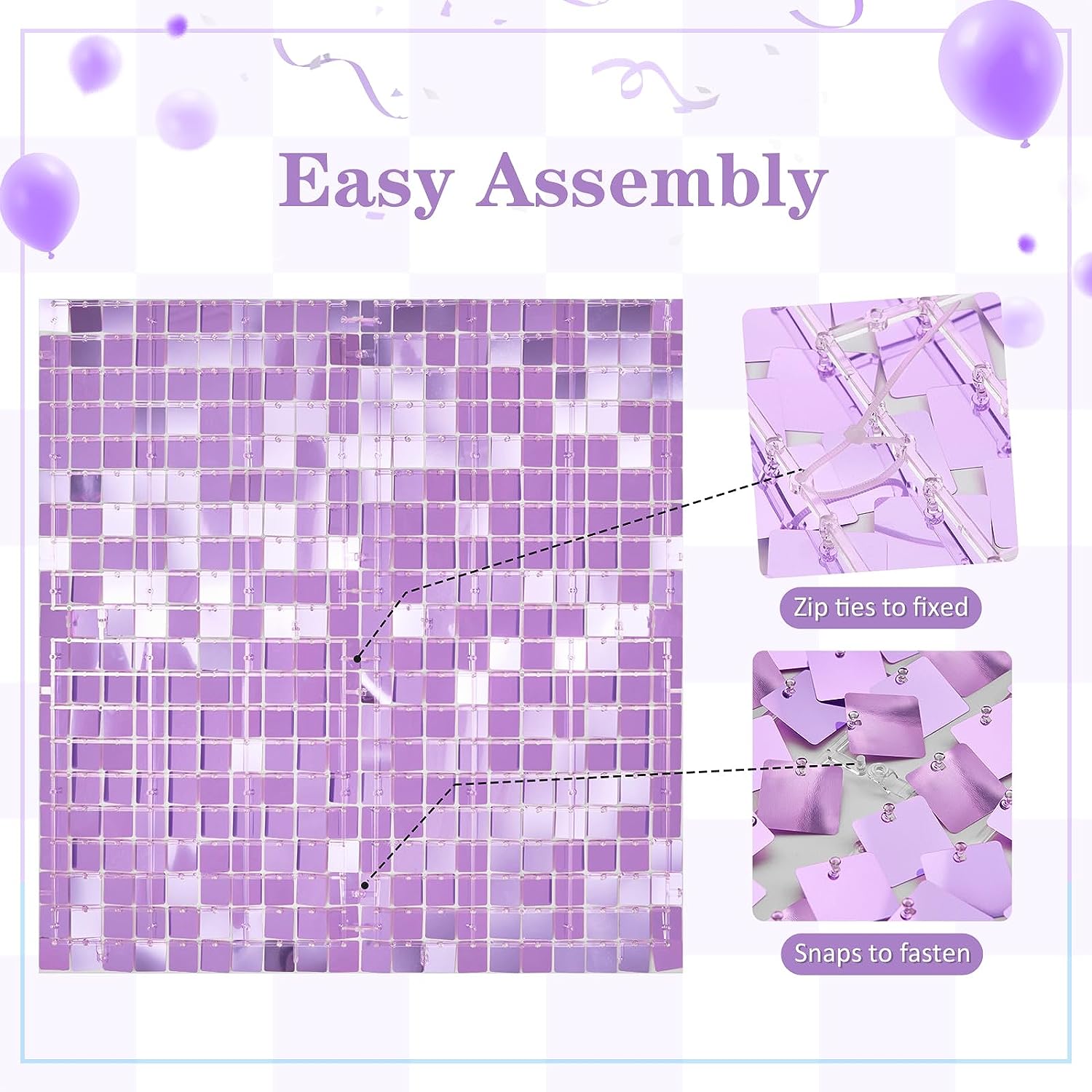 12PCS/Set Light Purple Shimmer - Sequin Fabric Panel avaliação e preço