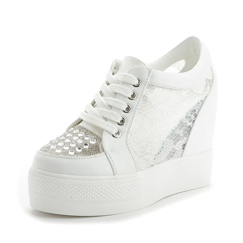 Fashion Sneakers Women Platfor - Crystal Mesh Fabric avaliação e preço