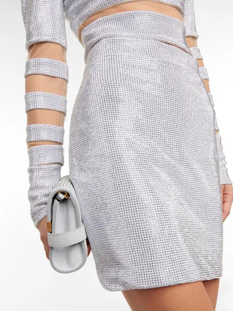 Sexy Two Piece Mesh Panel Band - Sequin Fabric Panel avaliação e preço