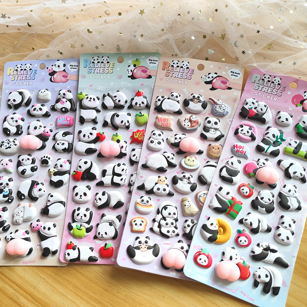 4-Piece Cute Panda Stress Reli - Craft Embellishment World avaliação e preço