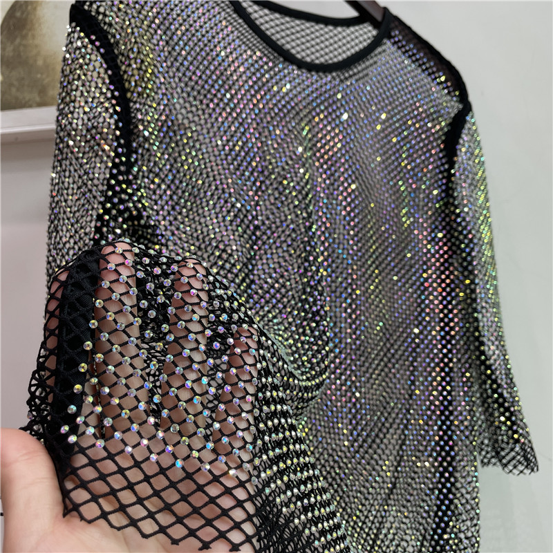 ColorShiny Diamonds  Electric  - Crystal Mesh Fabric avaliação e preço