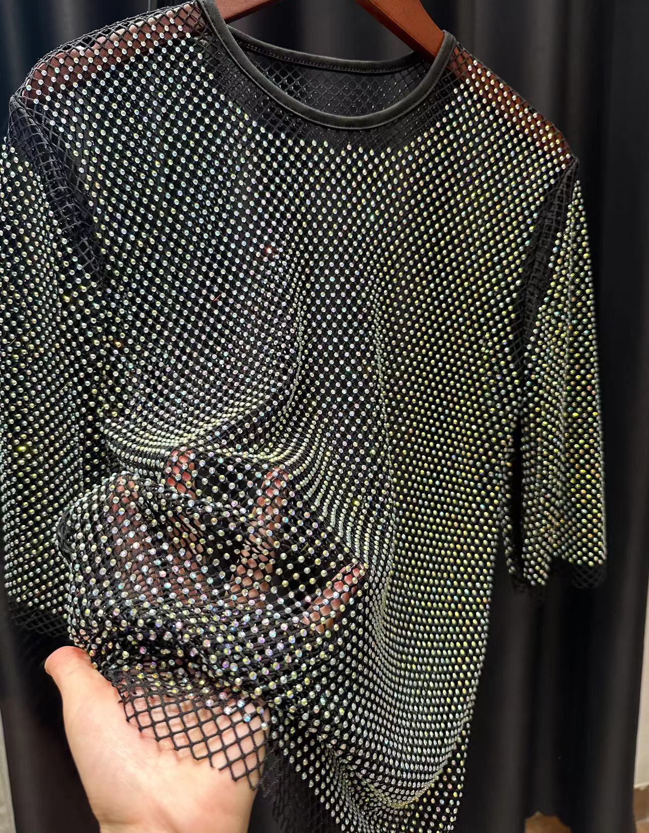 ColorShiny Diamonds  Electric  - Crystal Mesh Fabric avaliação e preço