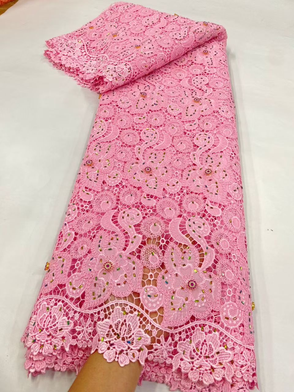 Latest Cord Guipure Lace Fabri - Crystal Mesh Fabric avaliação e preço
