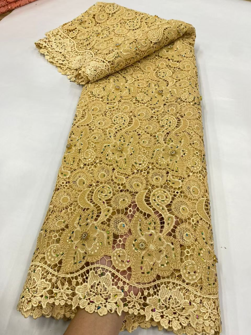 Latest Cord Guipure Lace Fabri - Crystal Mesh Fabric avaliação e preço