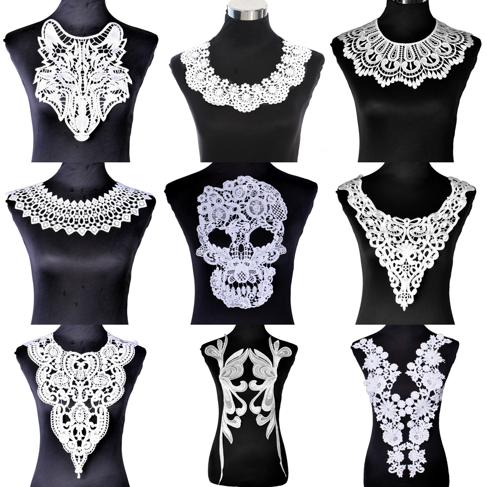 Embroidery Applique White Lace - Guipure Lace Panel avaliação e preço
