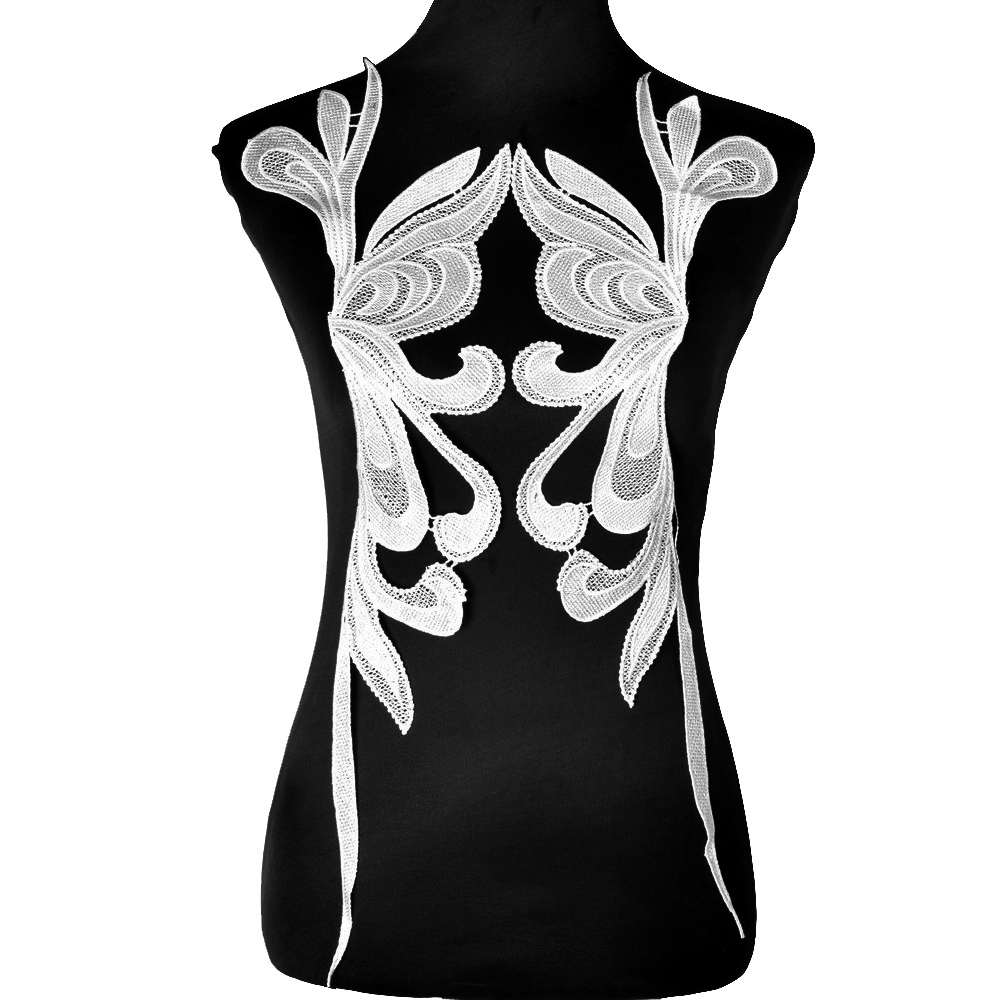 Embroidery Applique White Lace - Guipure Lace Panel avaliação e preço