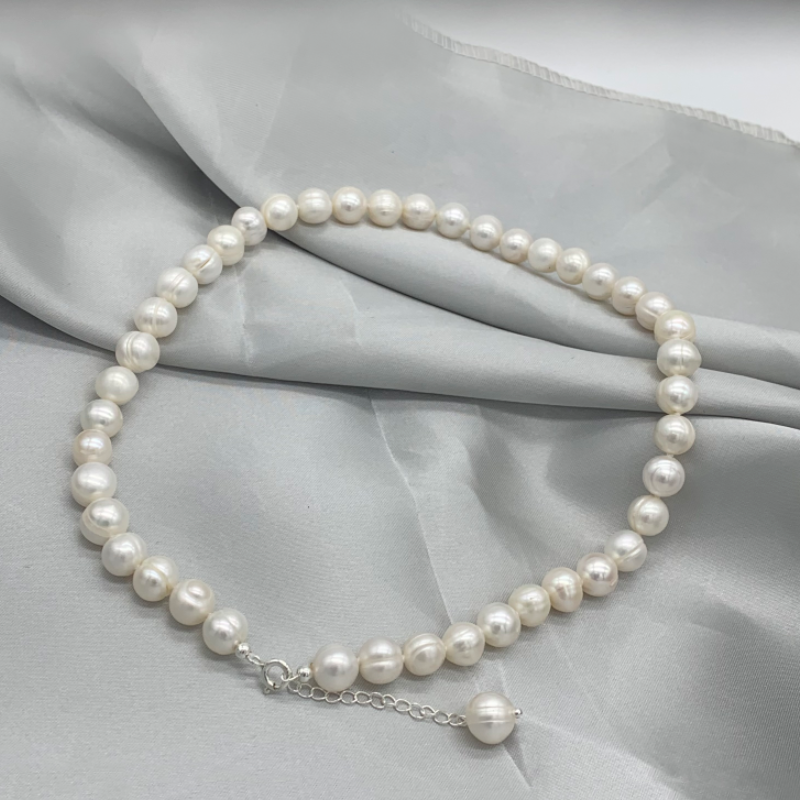 9-10mm Freshwater Pearl Neckla - Pearl Trim Chain avaliação e preço