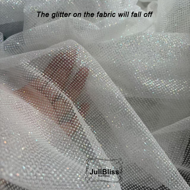 Shimmering White Glitter Tulle - Sequin Fabric Panel avaliação e preço