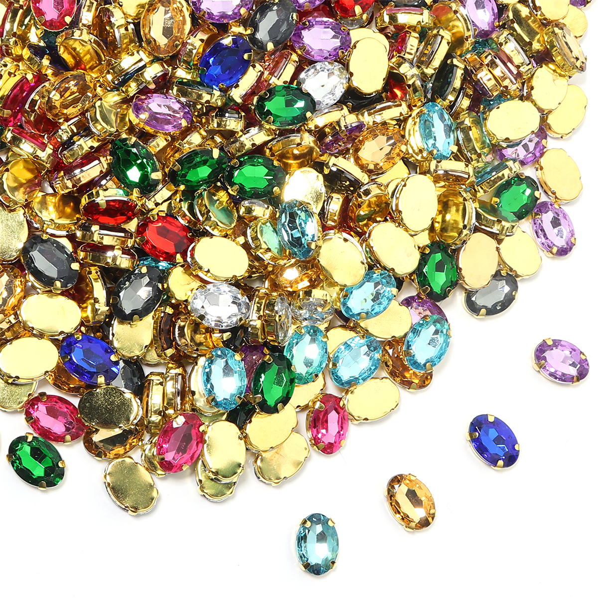 50pcs Gold Color Stainless Ste - Sew On Rhinestone avaliação e preço