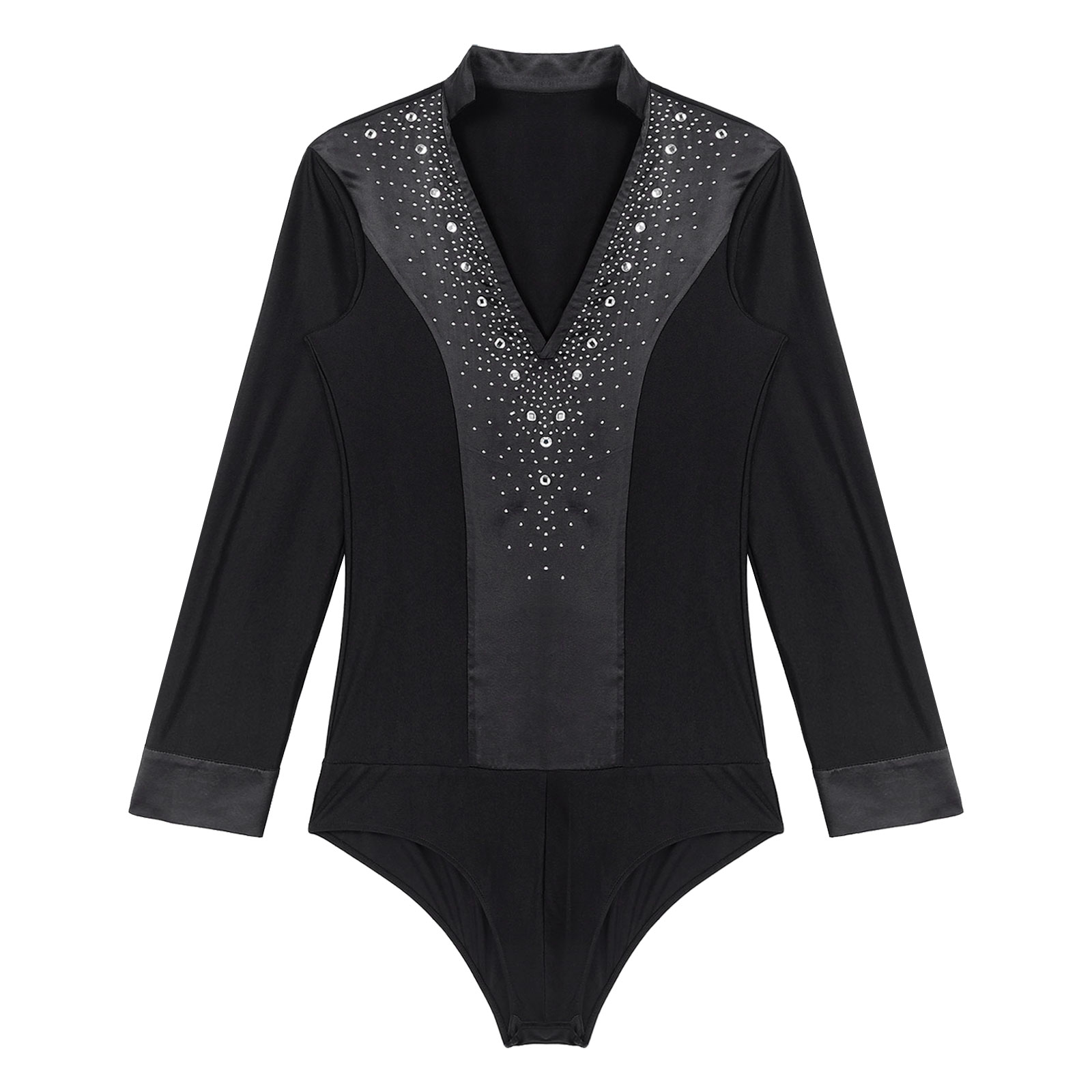 Mens Latin Jazz Dance Leotard  - Rhinestone Banding Trim avaliação e preço