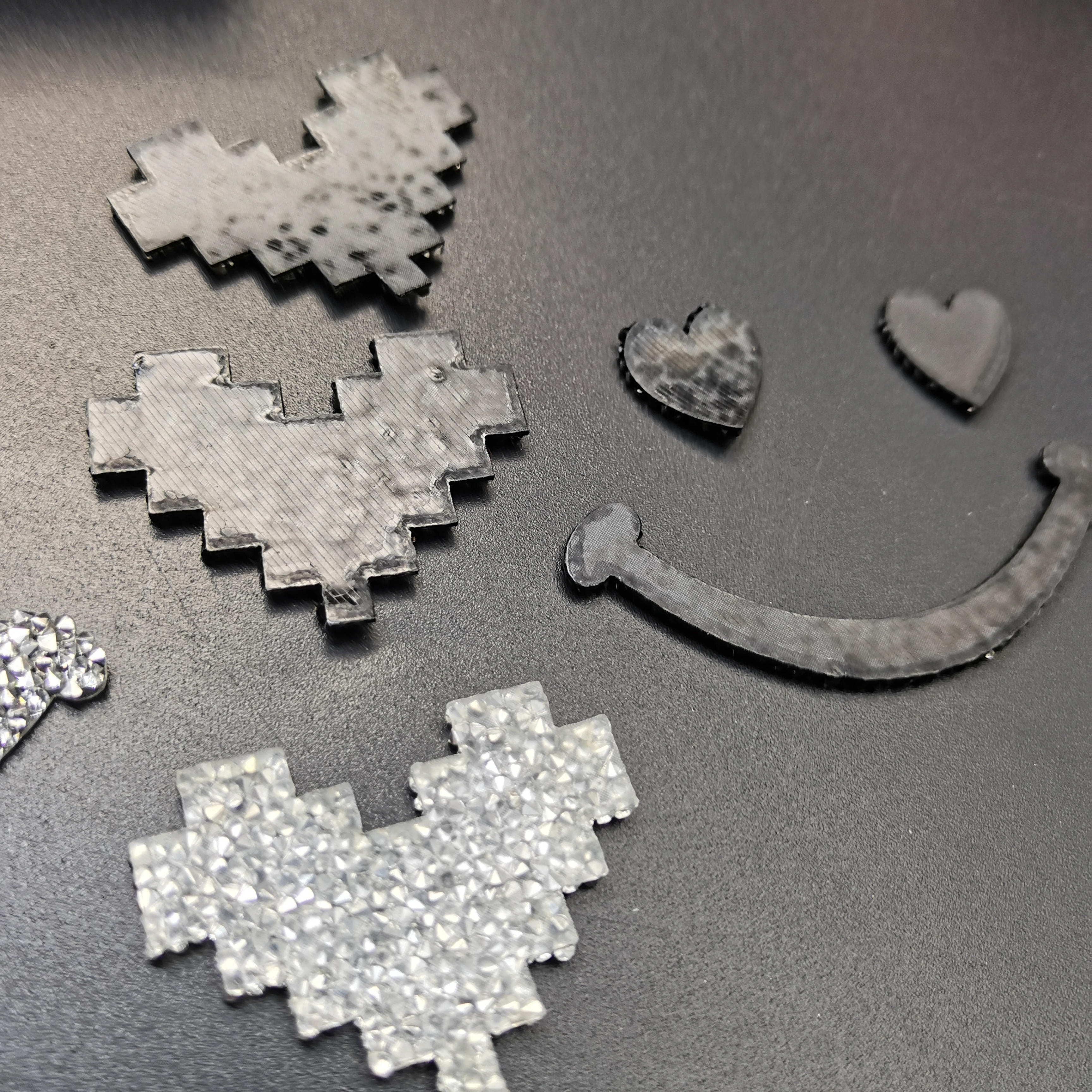 New 3colors Glitter Heart Smil - Hotfix Rhinestone Sheet avaliação e preço