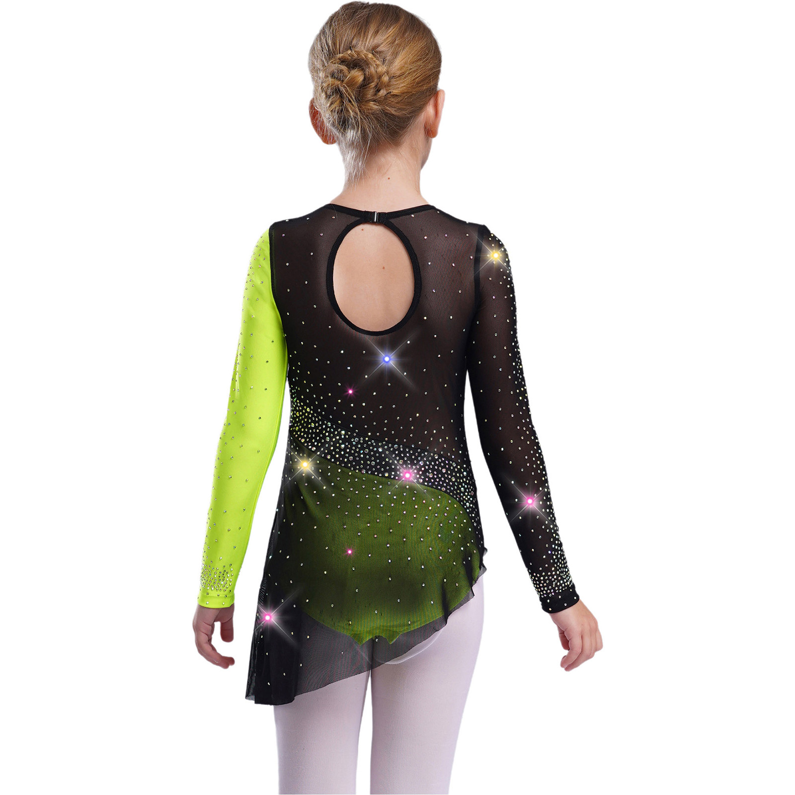 Kids Girls Ballet Leotard Dres - Rhinestone Banding Trim avaliação e preço