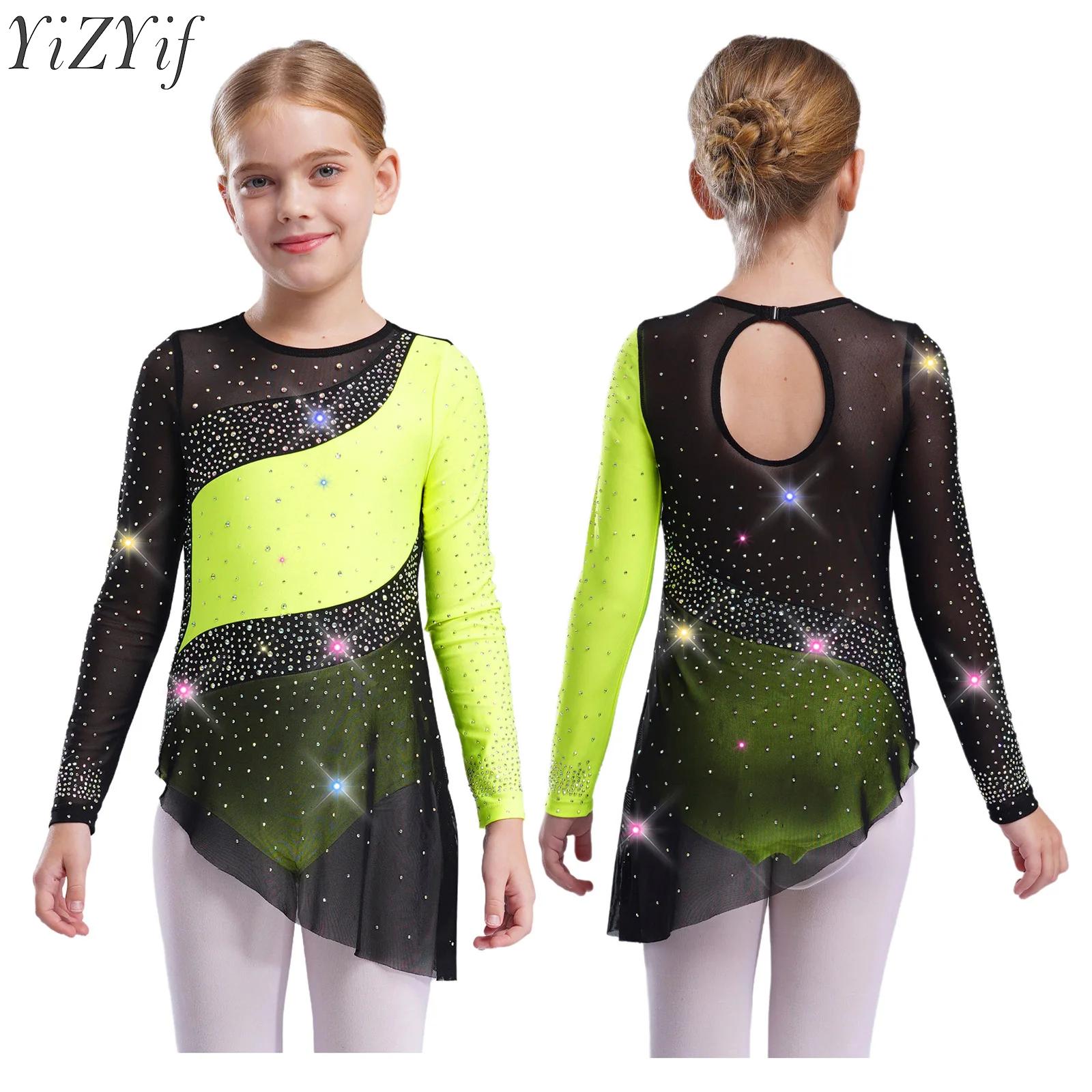 Kids Girls Ballet Leotard Dres - Rhinestone Banding Trim avaliação e preço
