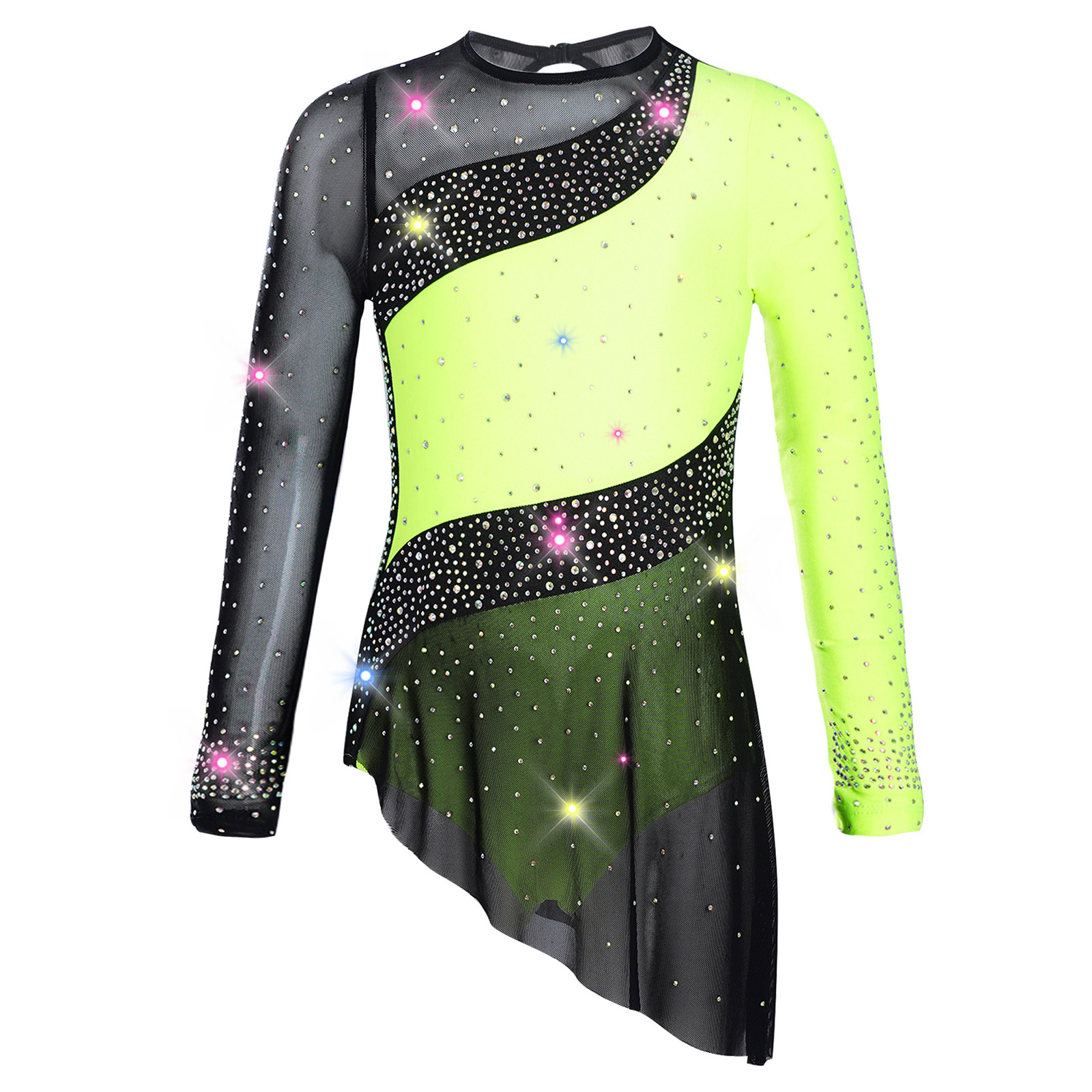 Kids Girls Ballet Leotard Dres - Rhinestone Banding Trim avaliação e preço