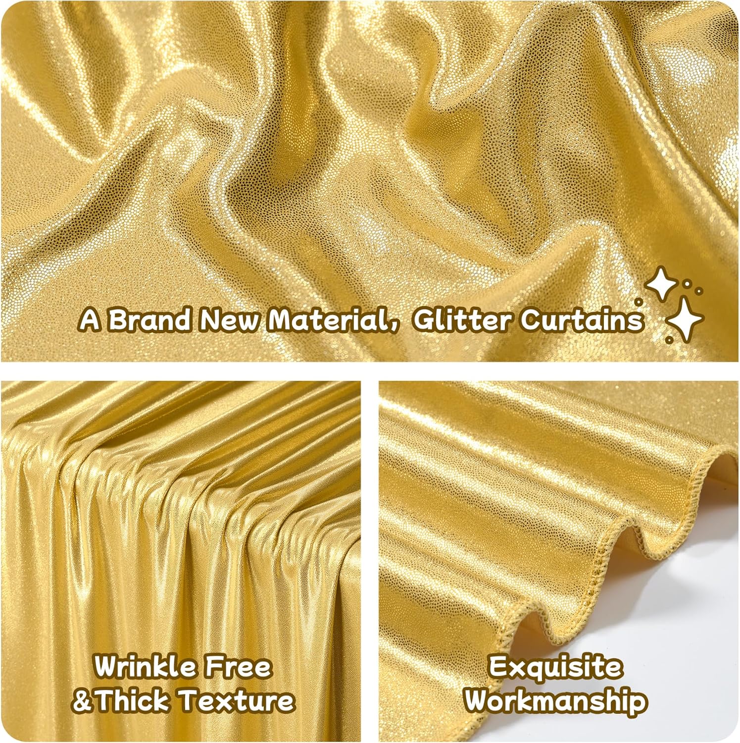 2.3x7FT Wrinkle Free Glitter 1 - Sequin Fabric Panel avaliação e preço