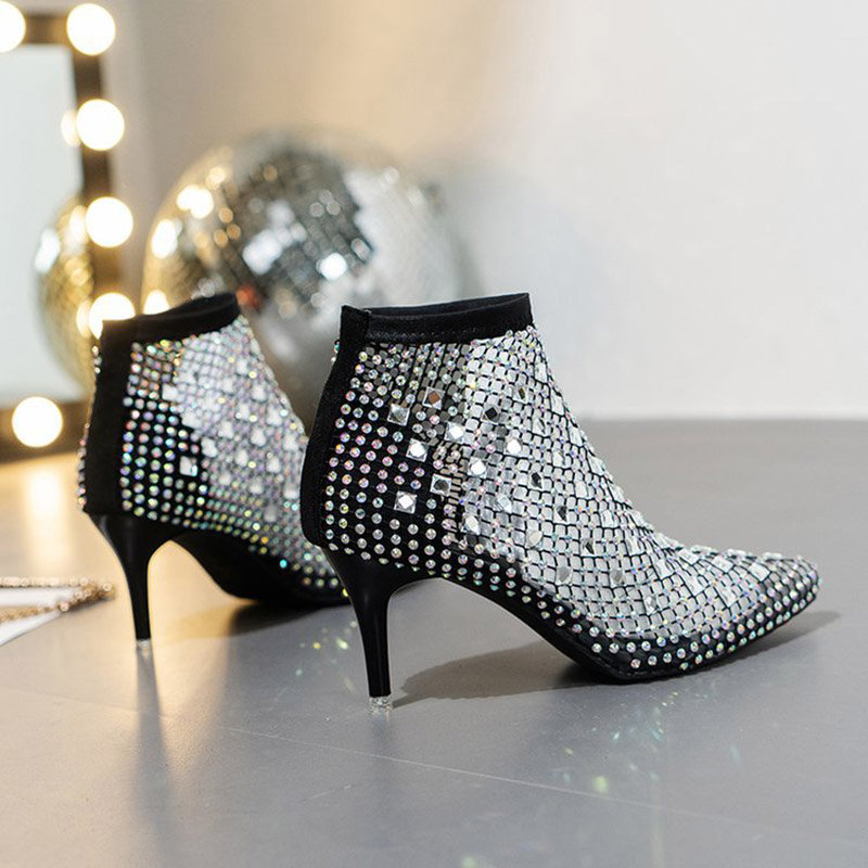 2025 Summer Mesh Sandals Boots - Crystal Mesh Fabric avaliação e preço