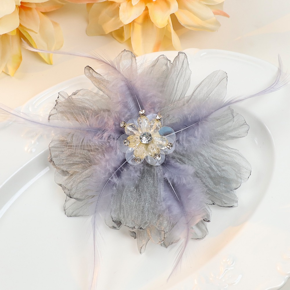 Handmade Mesh Feather Flower B - Crystal Mesh Fabric avaliação e preço