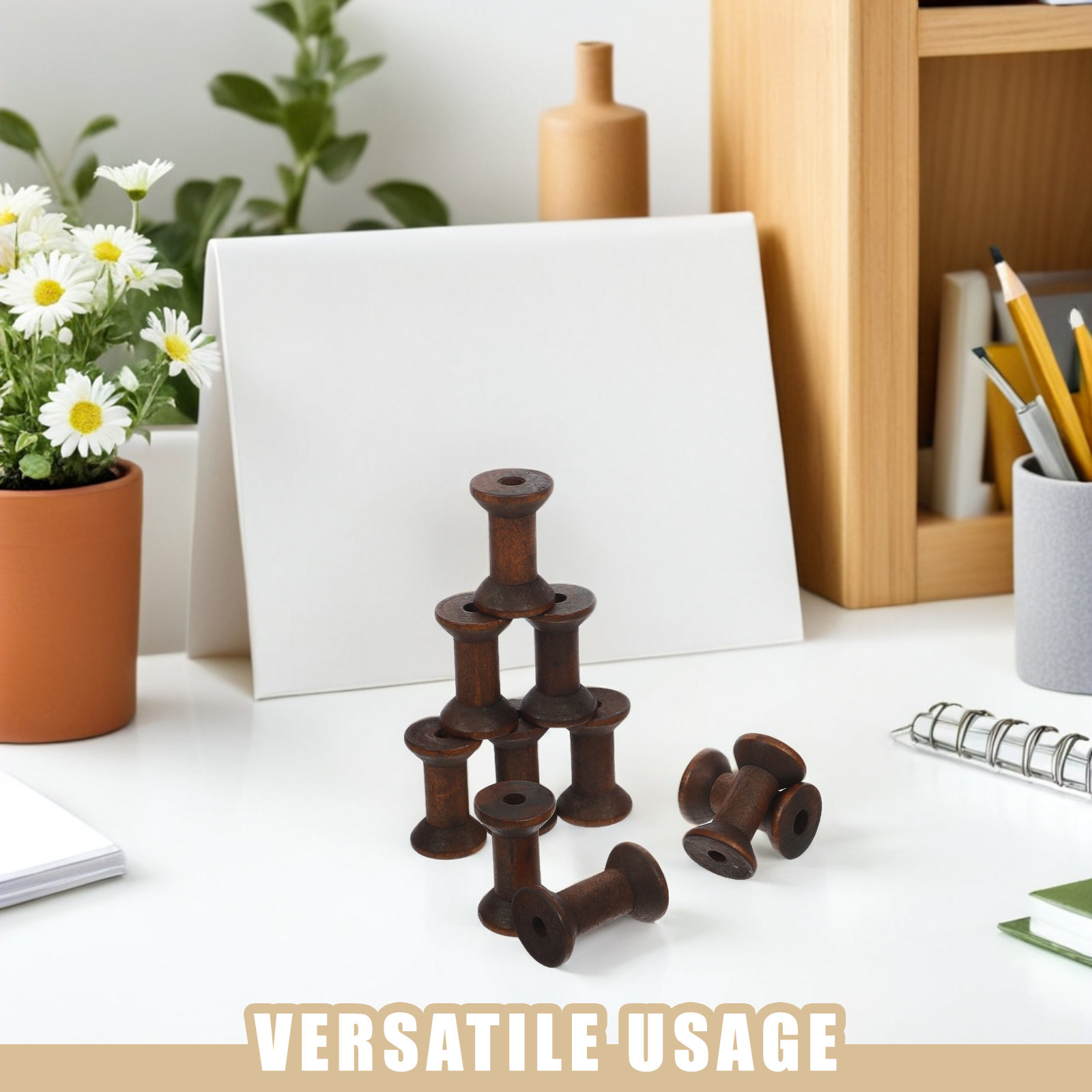10Pcs Handcrafted Wooden Spool - Embroidery Craft avaliação e preço