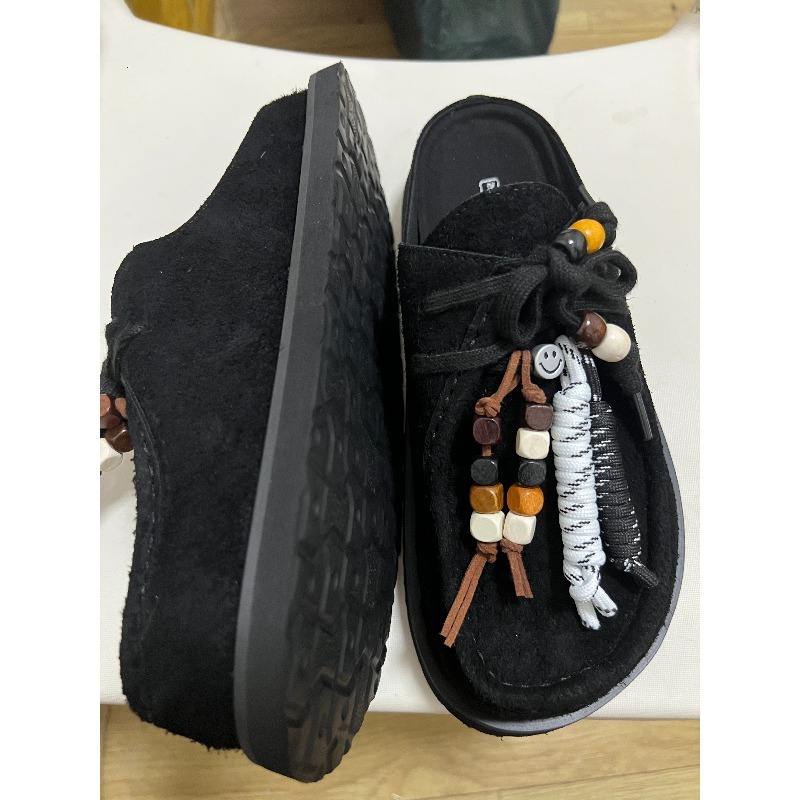 Women Men Clogs Cow Suede Leat - Guipure Lace Panel avaliação e preço