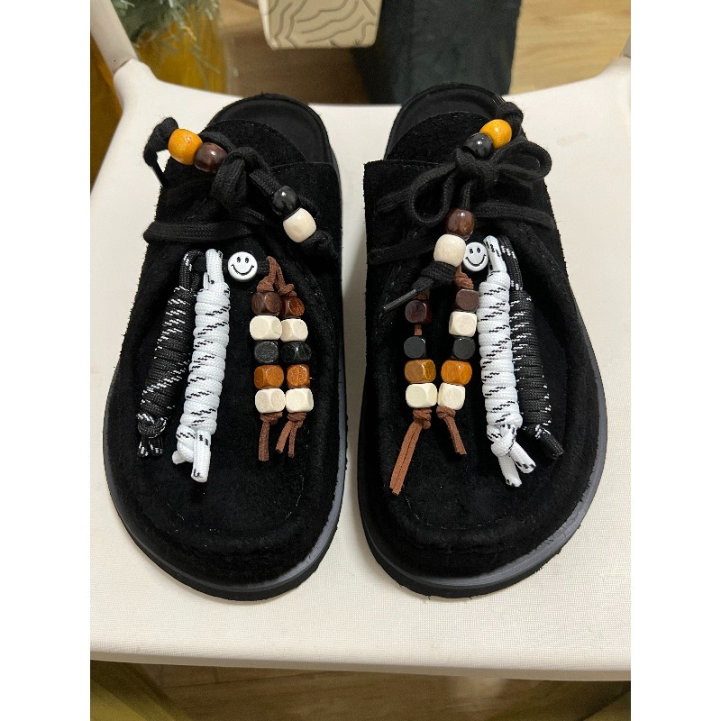 Women Men Clogs Cow Suede Leat - Guipure Lace Panel avaliação e preço
