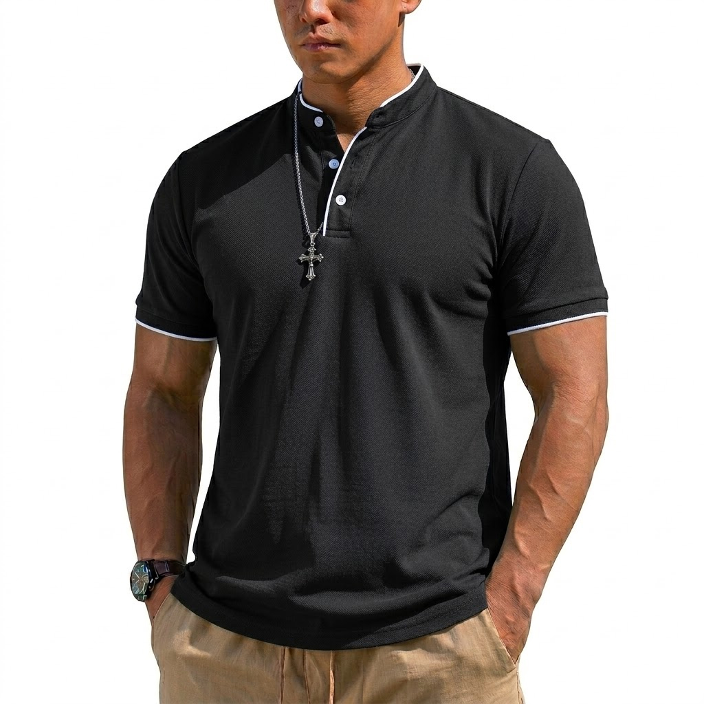 Summer Short Sleeve Henley Shi - Embellish Knit avaliação e preço