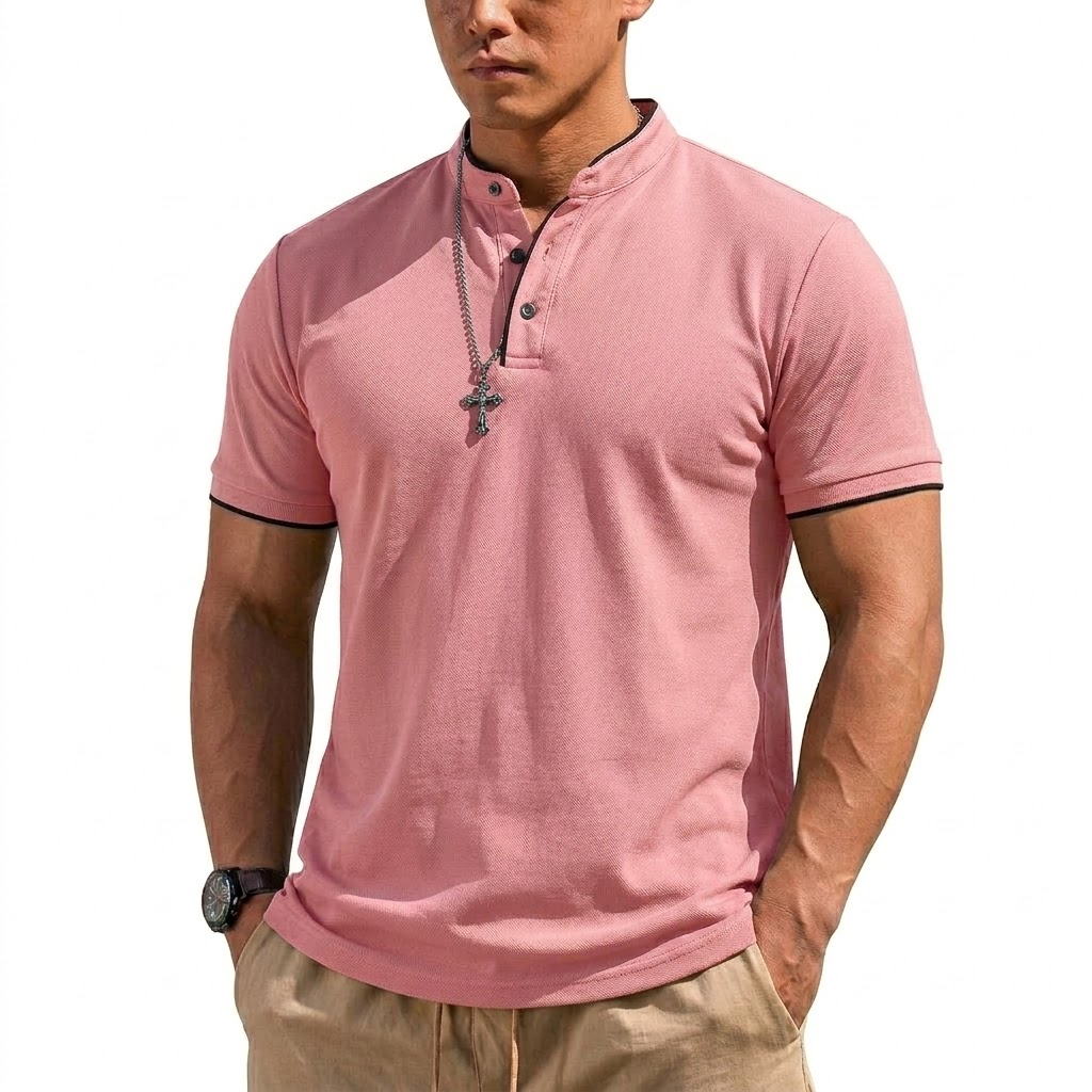 Summer Short Sleeve Henley Shi - Embellish Knit avaliação e preço