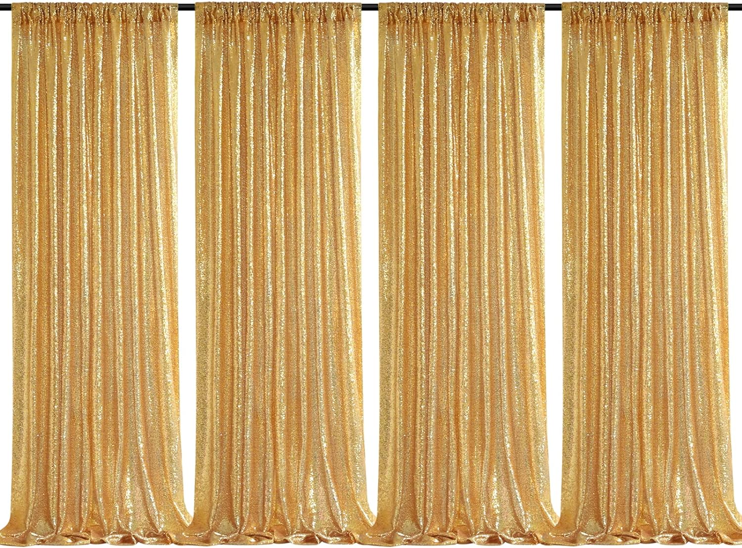 2×8FT-4PCS Gold Sequin Backdro - Sequin Fabric Panel avaliação e preço