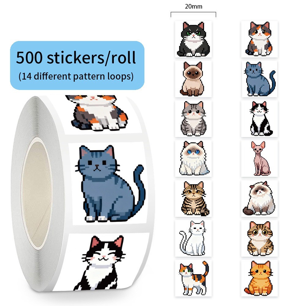 500 Pcs/Roll Cute Pixel Cat St - Craft Embellishment World avaliação e preço