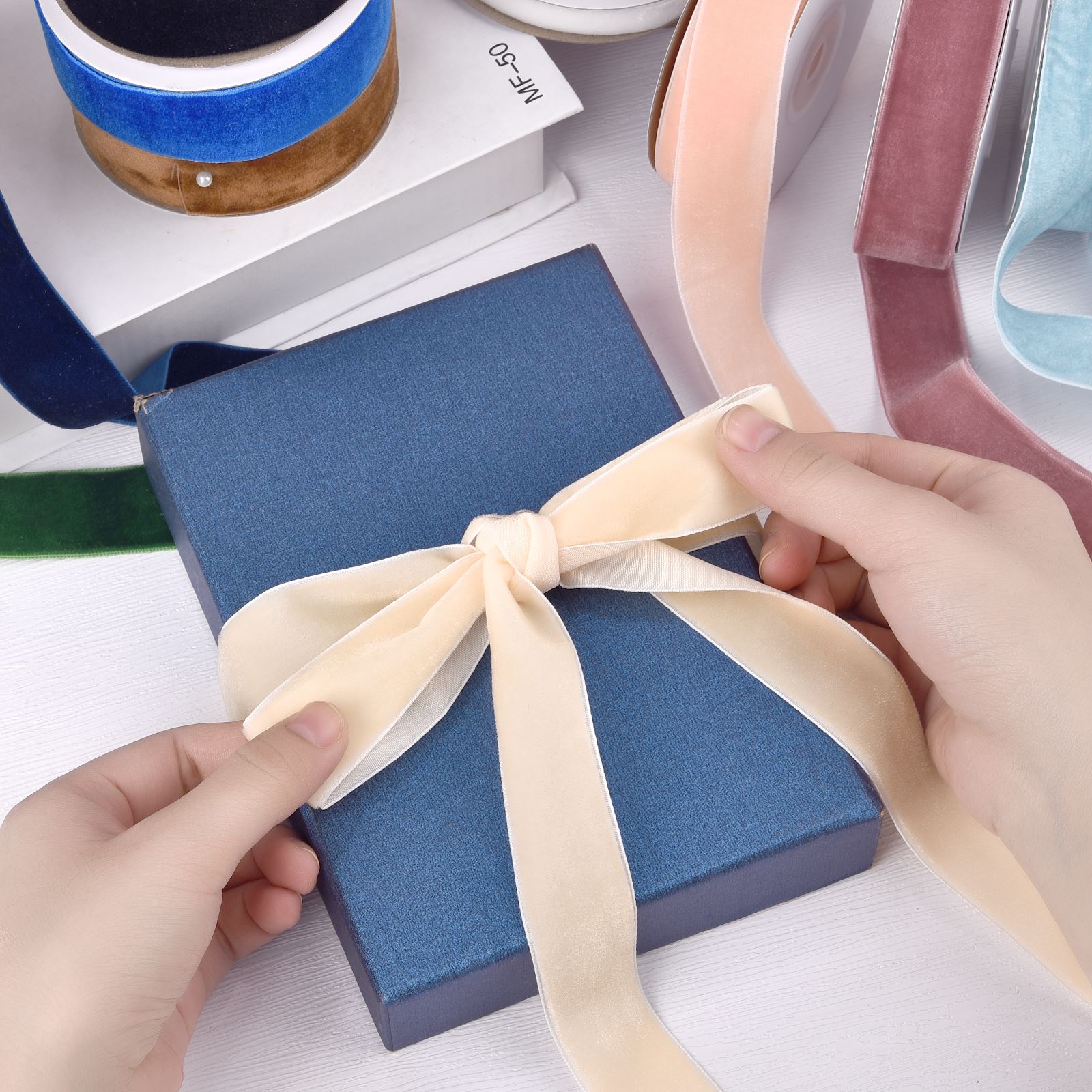 10/25mm 5Yards Roll Single Fac - Velvet Ribbon Roll avaliação e preço