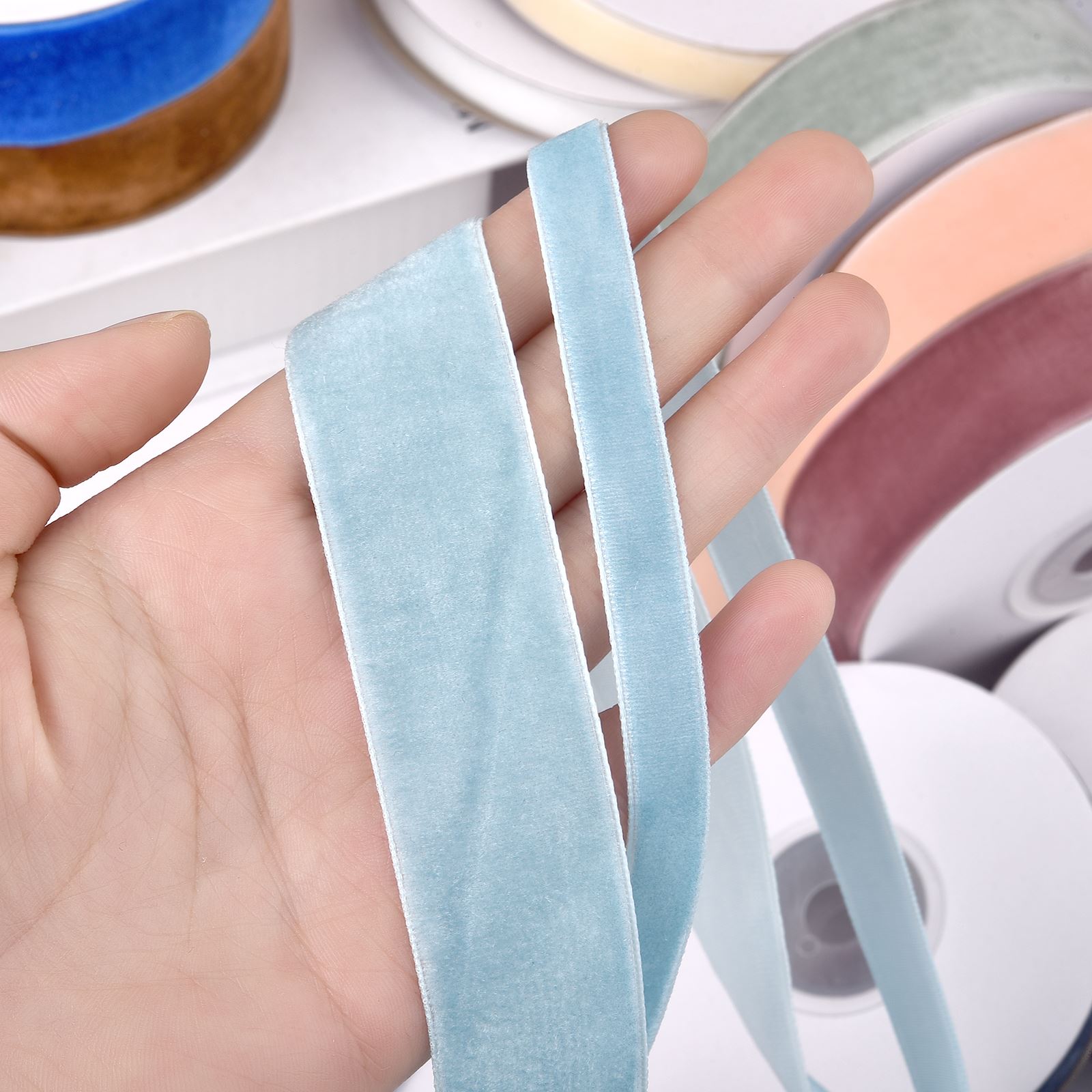 10/25mm 5Yards Roll Single Fac - Velvet Ribbon Roll avaliação e preço
