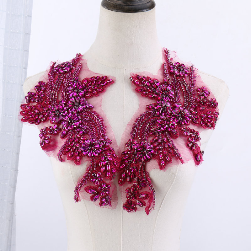Beaded floral appliqués, hand- - Sew On Rhinestone avaliação e preço