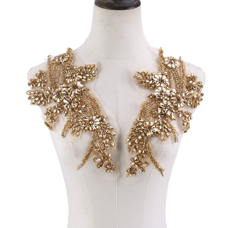 Beaded floral appliqués, hand- - Sew On Rhinestone avaliação e preço